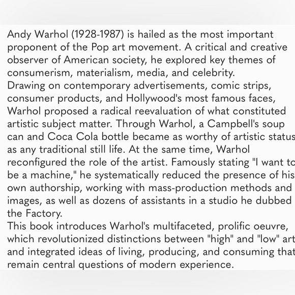 Urban Outfitters “Warhol” Coffee Table Book - Picture 4 of 4
